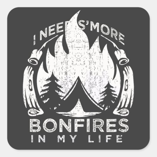 Sticker Carré Camping Bonfire Cadeau (Devant)