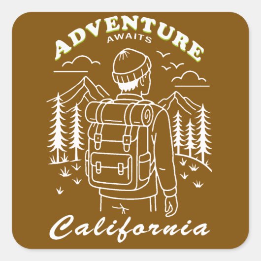 Sticker Carré camping - California (Devant)