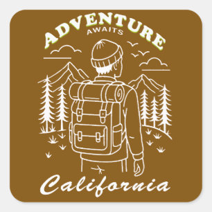 Sticker Carré camping - Californie