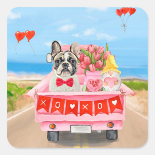 Sticker Carré Camping-car de la Saint-Valentin pour Bouledogue F
