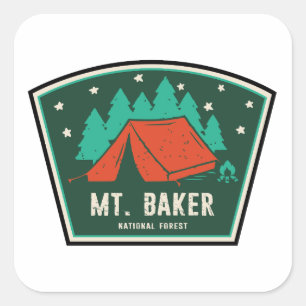 Sticker Carré Camping en forêt nationale de Mt. Baker