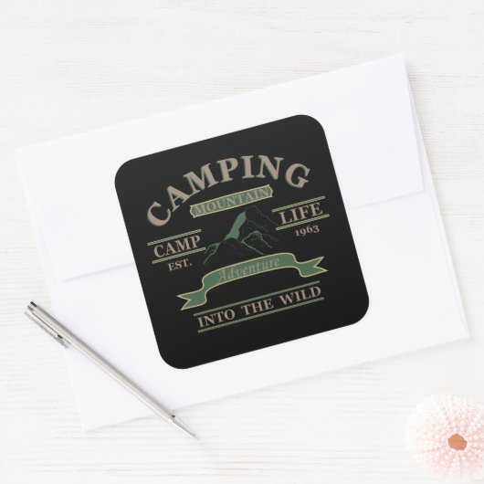 Sticker Carré Camping extérieur vie de camping (Enveloppe)
