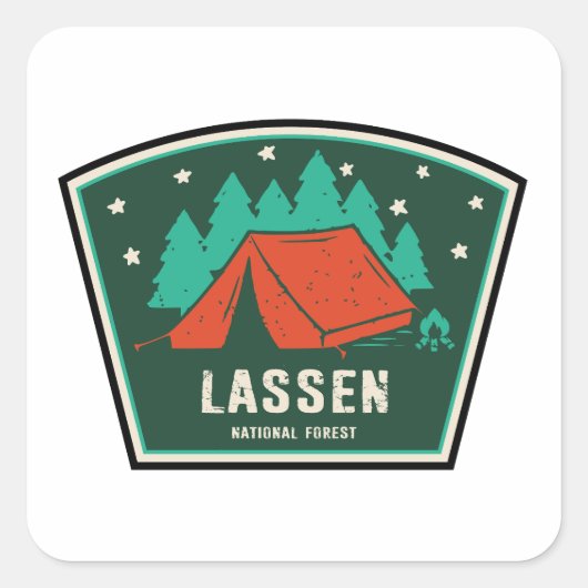 Sticker Carré Camping forestier national de Lassen (Devant)