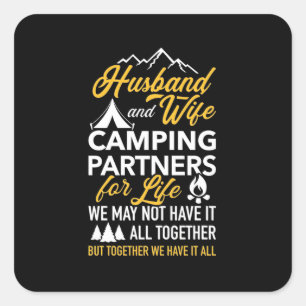 Sticker Carré Camping Mari Et Femme Partenaire À Vie