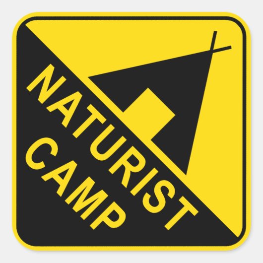 Sticker Carré Camping Naturiste, panneau de camping (Devant)