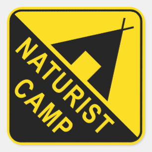 Sticker Carré Camping Naturiste, panneau de camping
