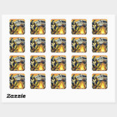Sticker Carré Camping Retro RV Sasquatch (Feuille)