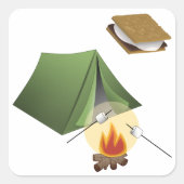 Sticker Carré Camping, Tente, Feu de camp, Smores (Devant)