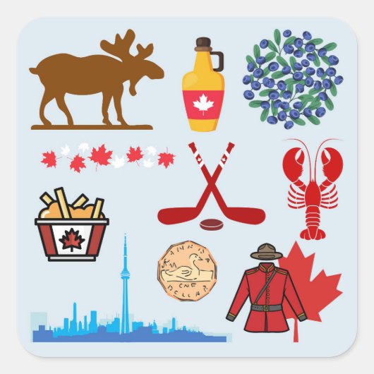 Sticker Carré Canada Amusant (Devant)