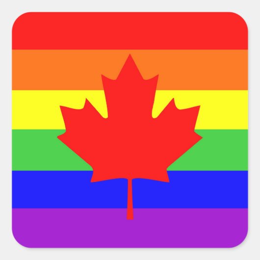 Sticker Carré canada pays gay fier drapeau arc-en-ciel (Devant)
