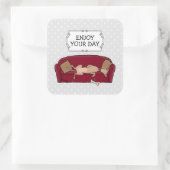 Sticker Carré Canapé Greyhound (fawn) Chien Lazy Dormir Drôle (Sac)