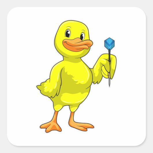 Sticker Carré Canard aux fléchettes avec tarte (Devant)