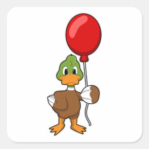 Sticker Carré Canard avec ballon