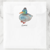 Sticker Carré Canard avec casquette (Sac)