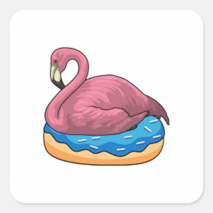 Sticker Carré Canard avec Donut