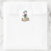 Sticker Carré Canard comme randonneur avec sac à dos (Sac)
