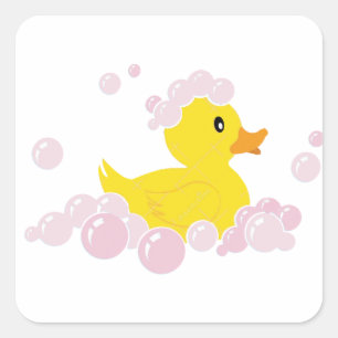 Sticker Carré Canard dans les bulles roses