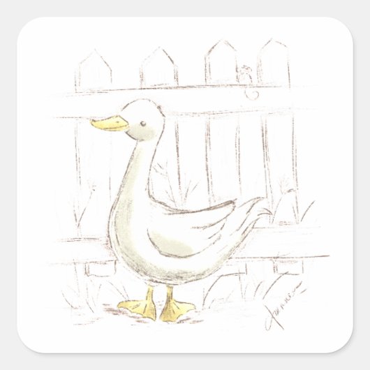 Sticker Carré Canard de conte de fées (Devant)
