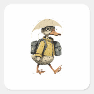 Sticker Carré Canard de dessin animé fantaisiste
