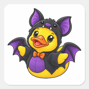Sticker Carré Canard en caoutchouc en costume de chauve-souris H