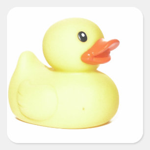 Sticker Carré Canard en caoutchouc jaune