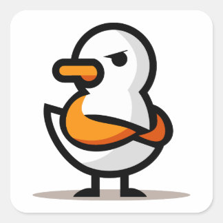 Sticker Carré Canard Grincheux Masque de Dessin Animé Minimalist