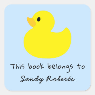 Sticker Carré Canard jaune - Ce livre appartient à