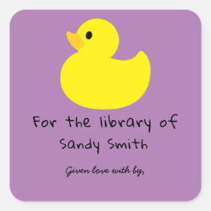 Sticker Carré Canard jaune - pour la bibliothèque de