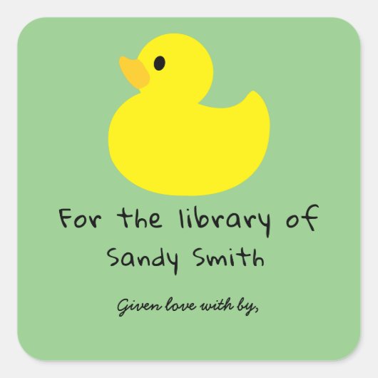 Sticker Carré Canard jaune - pour la bibliothèque de (Devant)