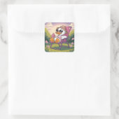Sticker Carré Canard mangeant la glace d'été (Sac)