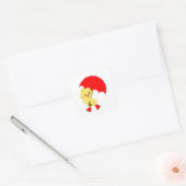 Sticker Carré Canard mignon avec parapluie (Enveloppe)