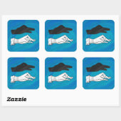 Sticker Carré Canard noir sur bleu (Feuille)