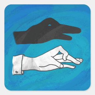 Sticker Carré Canard noir sur bleu