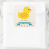 Sticker Carré Canard turquoise et jaune, canard; Baby shower (Sac)