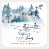 Sticker Carré Canards Bois Forêt Boy Baby shower (Devant)