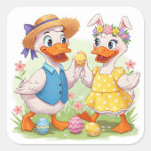 Sticker Carré Canards de Pâques (Devant)