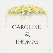 Sticker Carré Canary Yellow Romantic Freesia  Floral Wedding (Devant)