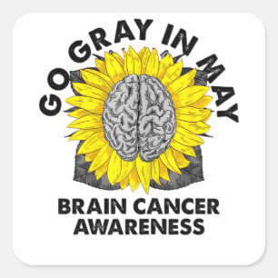 Sticker Carré Cancer Du Cerveau Sensibilisation À La Tumeur Gri