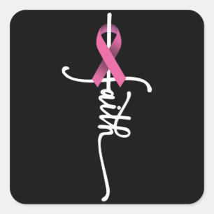Sticker Carré Cancer du sein Foi Cancer du sein Soutien à la sen