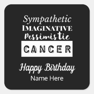 Sticker Carré Cancer Zodiac Caractéristiques amusantes Anniversa