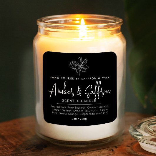 Sticker Carré Candle saffron amber simple ingredient black