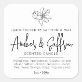 Sticker Carré Candle saffron and amber simple ingredient (Devant)