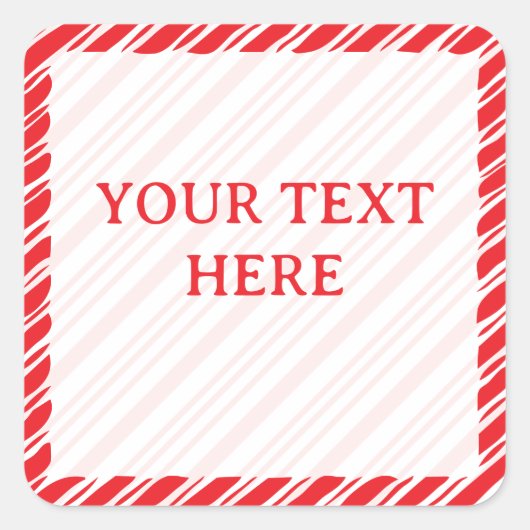 Sticker Carré Candy Cane Border Christmas Decor Editable Text (Devant)