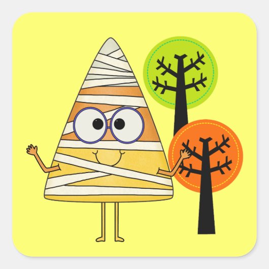 Sticker Carré Candy Corn maman Halloween (Devant)