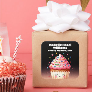 Sticker Carré Candy Cupcake Cute L'il arrose le Baby shower
