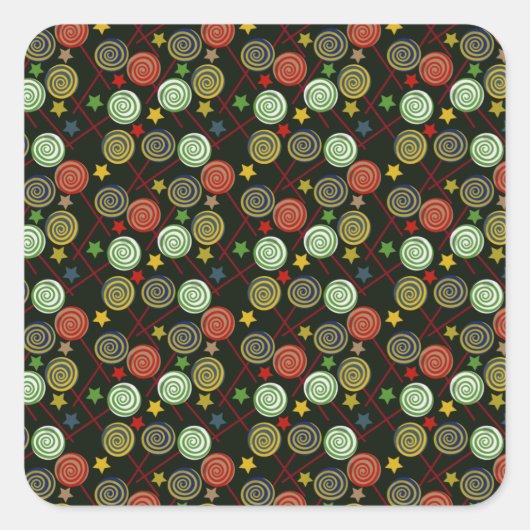 Sticker Carré Candy pattern | Lollies | lollipop (Devant)