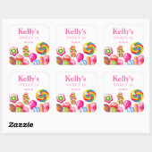 Sticker Carré Candyland bonbons Thème Sweet 16 Favoriser les Éti (Feuille)