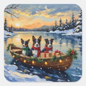 Sticker Carré Cane Corso Christmas Boat Holiday (Devant)