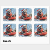 Sticker Carré Cane Corso Dog in Sledge Let it Snow Christmas (Feuille)