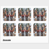 Sticker Carré Cane Corso Dogs Christmas Snow Holiday (Feuille)